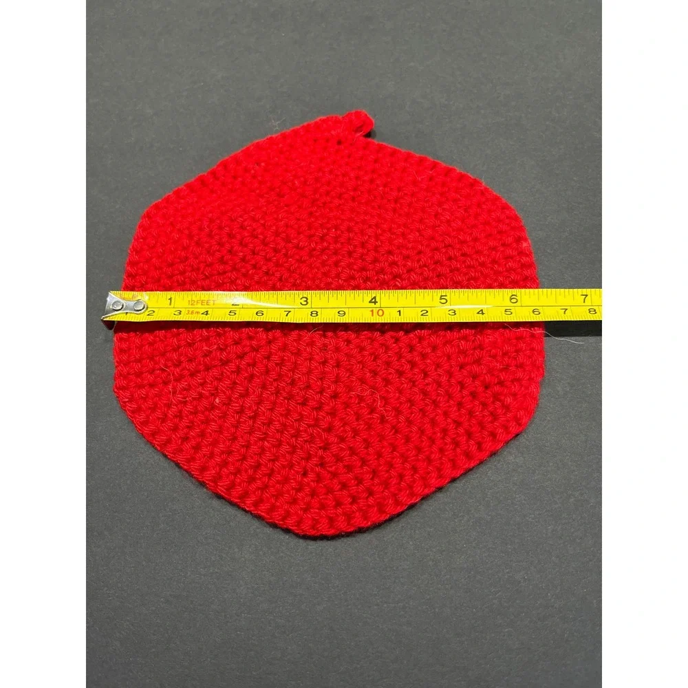 Handmade Crochet Knit Potholder Trivet Set Blue Leaf Red Hexagon Peach Square